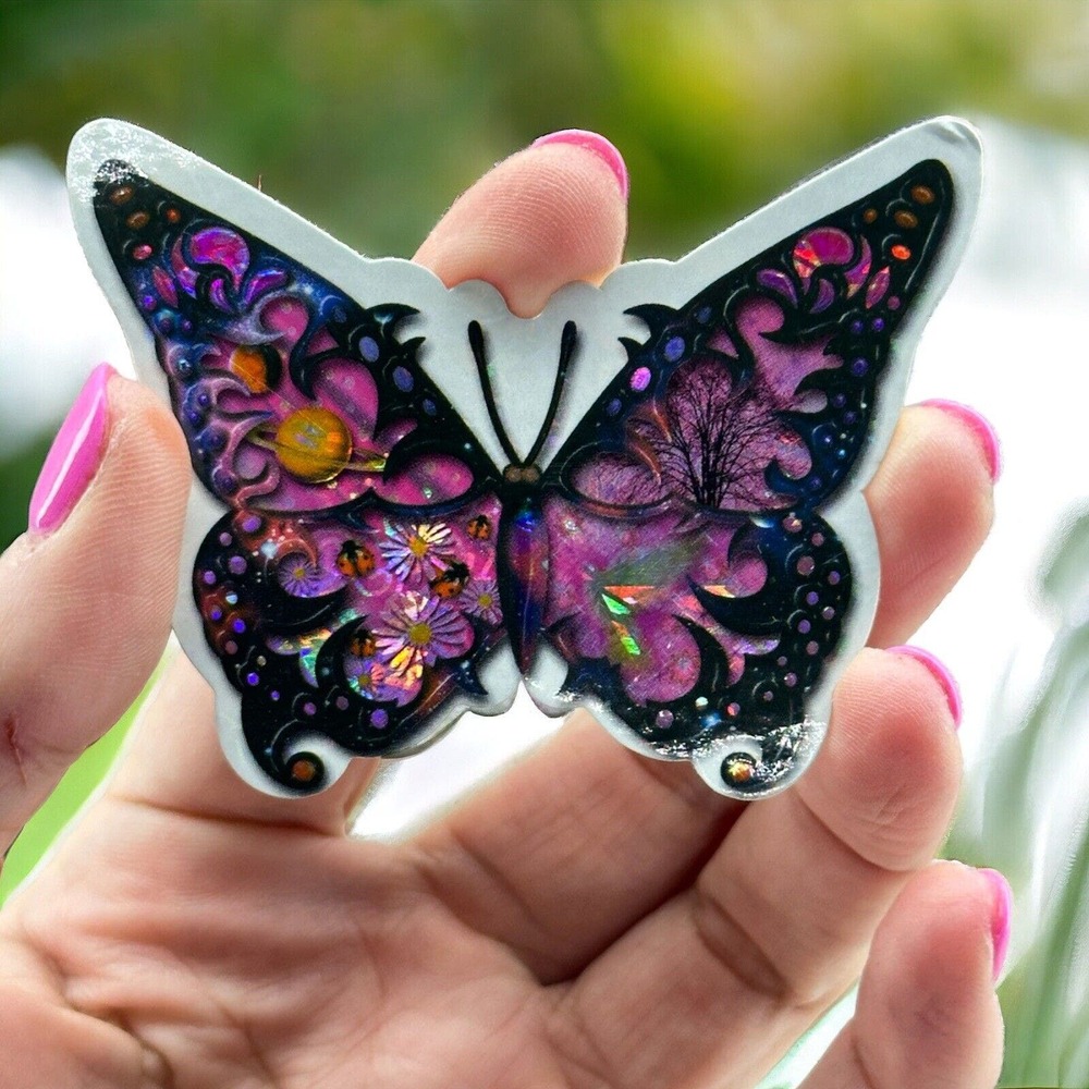 1980's Prismatic Vending‎ Butterfly Scrapbooking Sticker 3" Taiwan Vintage